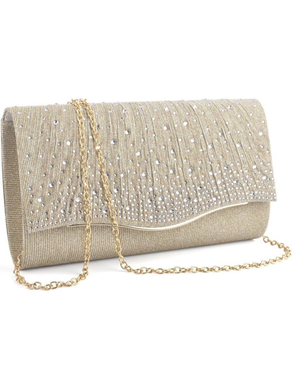 Women's Champagne Suede Envelope Clutch Purse Formal Evening Wedding Party Bag